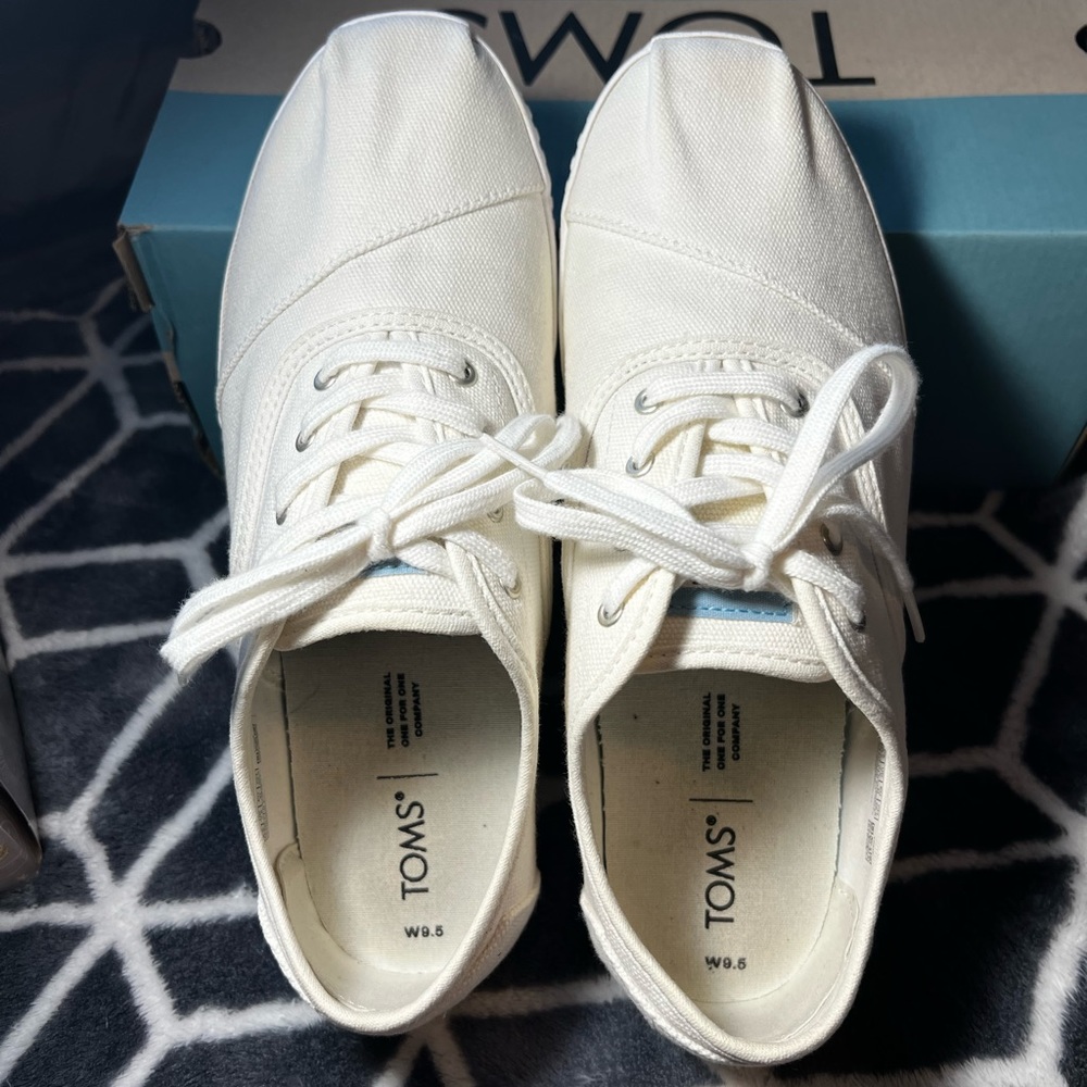 Toms White Canvas Cordones Indio Sneaker Shoes